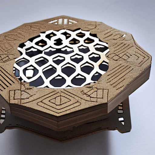AI generated: A modern box made by laser cut machine has an ornamental design on mdf box for watches 