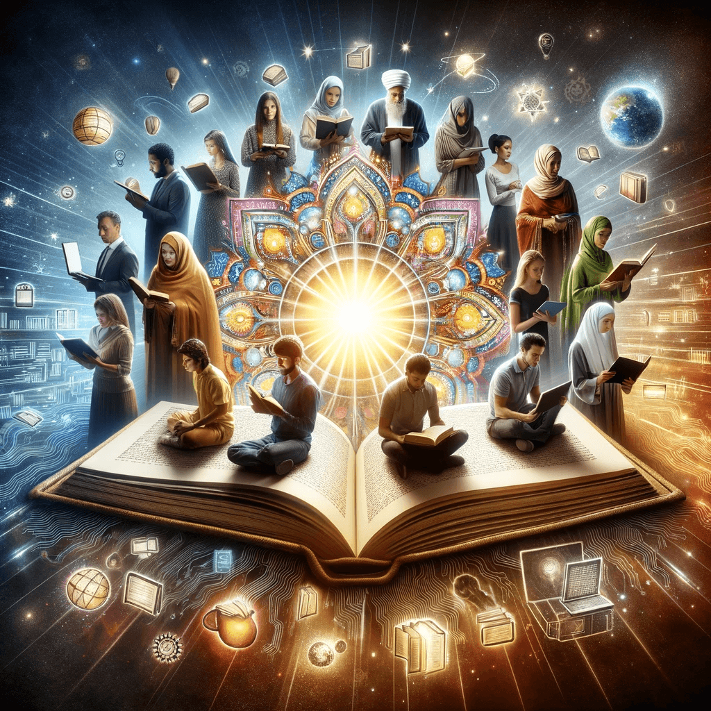 AI generated: A conceptual image illustrating the phrase 'knowledge is power'. It features a large, glowing book r...