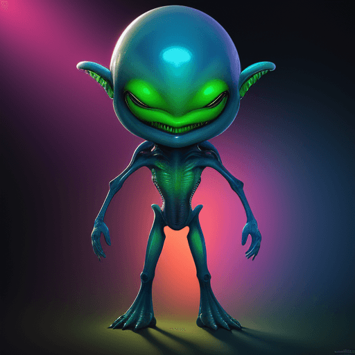 AI generated: high resolution photo of an alien, concept art, bright colors, alien is happy 