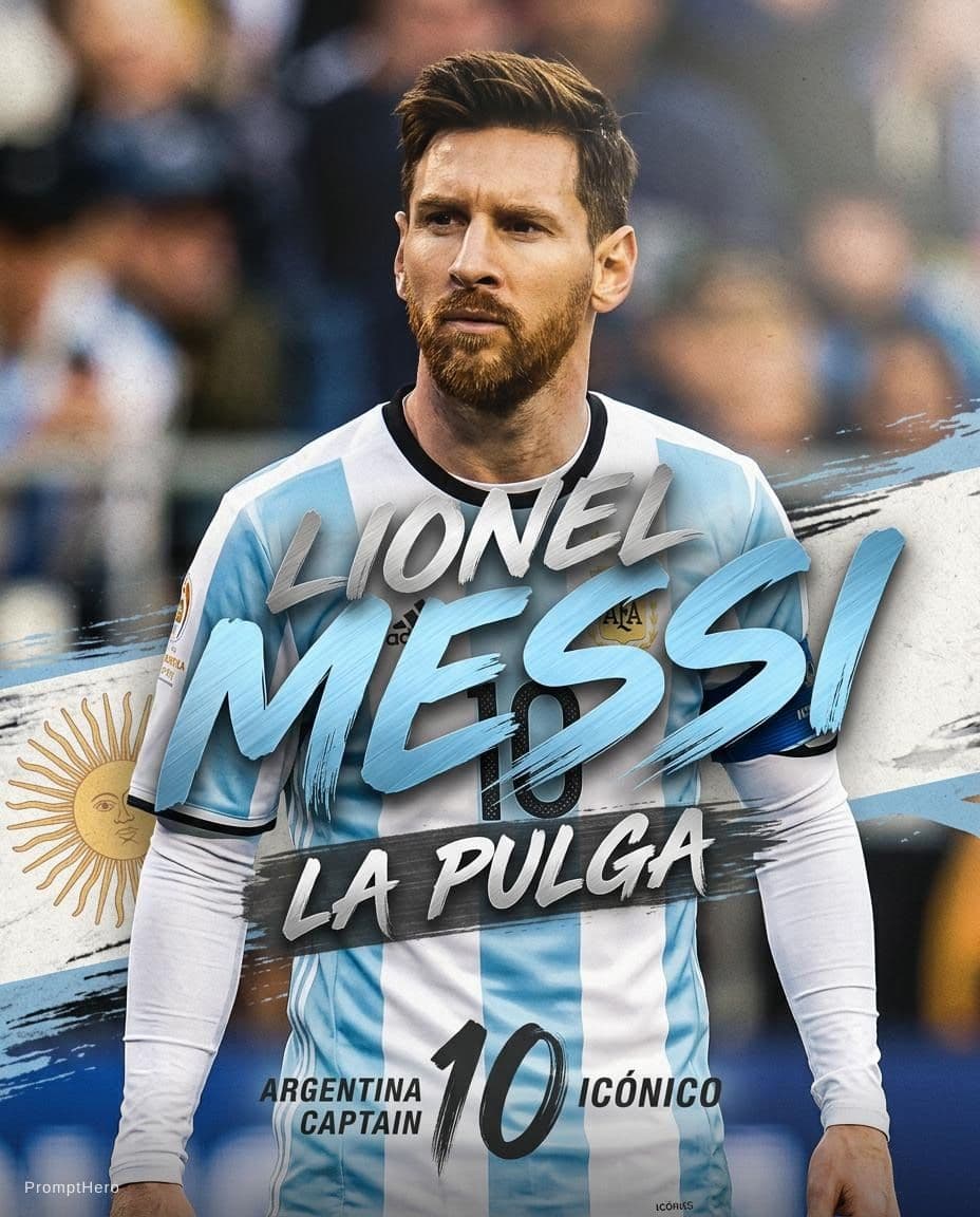 AI generated: Create a poster, a design of Lionel Messi 4:5, mobile wallpaper.