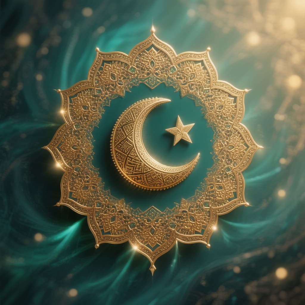 Hero prompt: الموضوع: هلال زخرفي فاخر في خلفية رمضانية أنيقة.

...