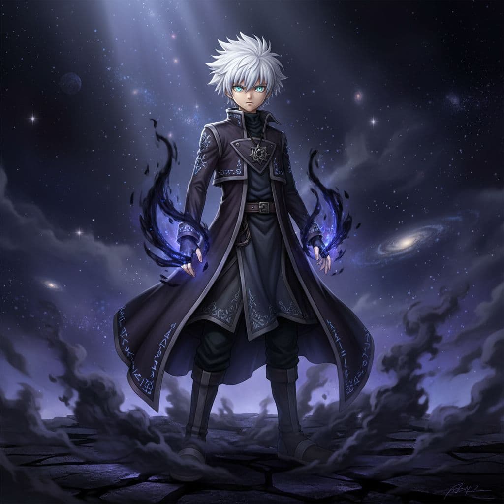 AI generated: character design killua hunter x hunter, void arcanist ::4 mist ::2 photorealistic ::5 octane render...