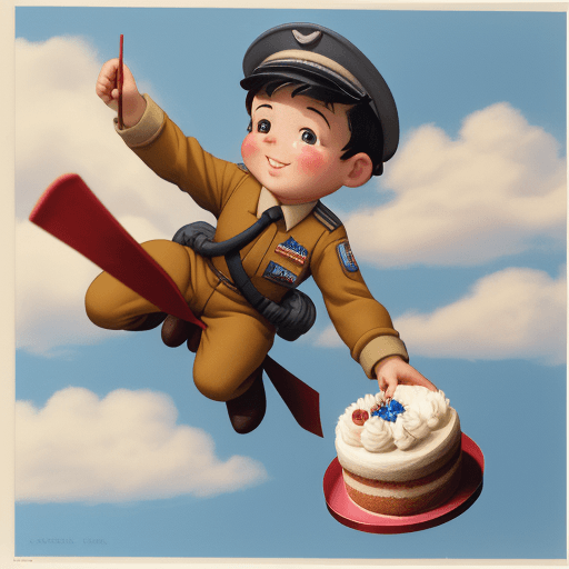 AI generated: A pilot flying a cake