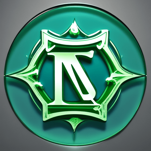 AI generated: a round 3d company glass logo in green, with blue melted bold letters G and P inside, style Harry Po...