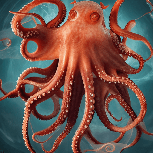 AI generated: Octopus full body view portrait ribcagel, jellyfish, phoenix head, nautilus, orchid, skull, betta fi...