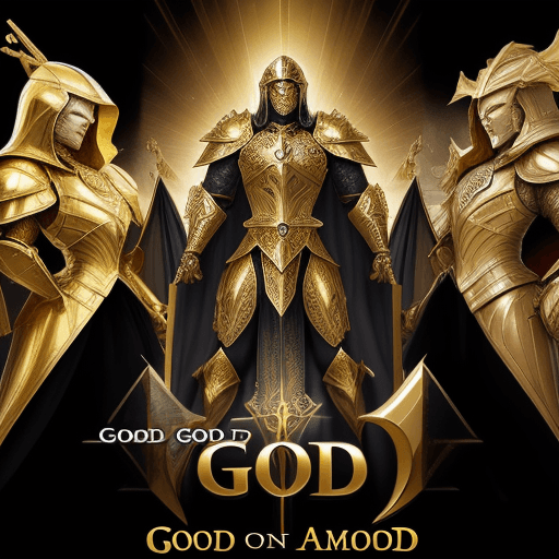 AI generated: armor of GOD, GOOD AND EVIL, GOLD, BLACK DIAMOND