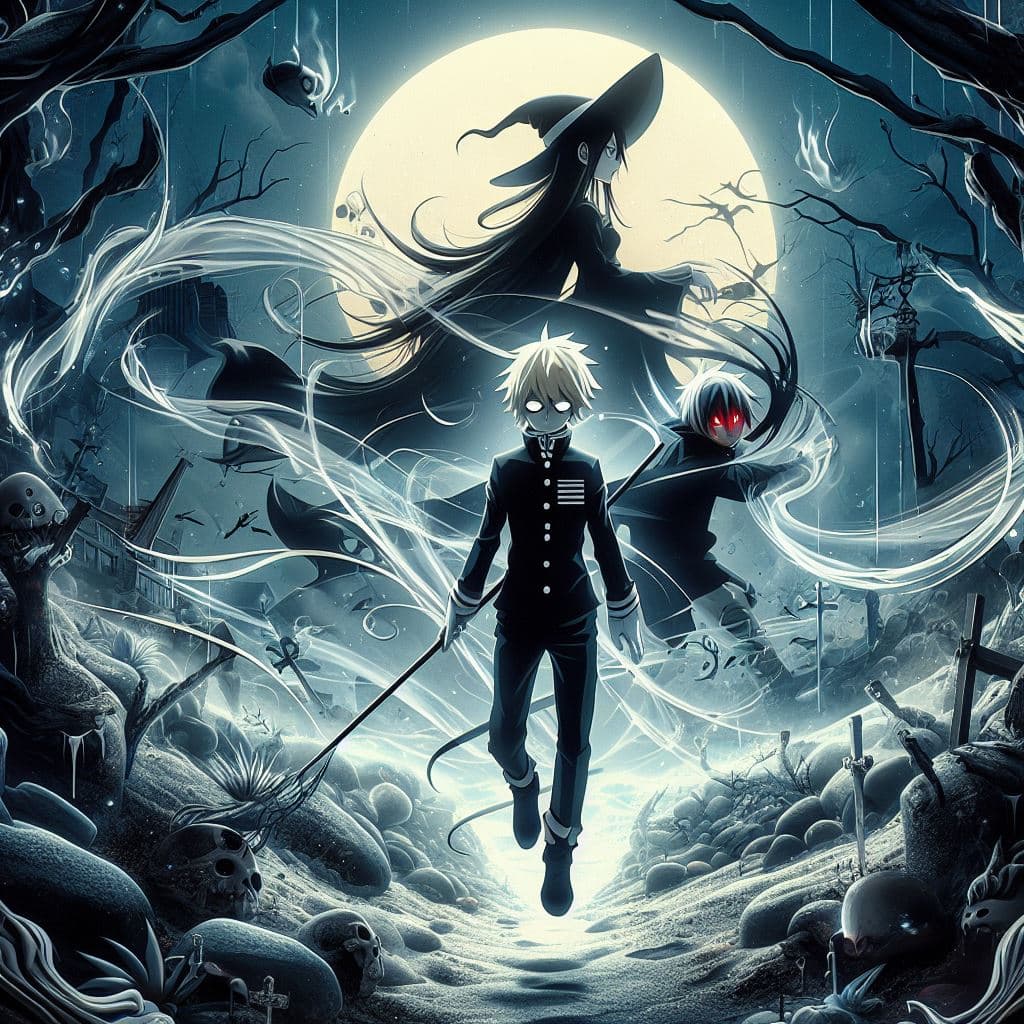AI generated: An amazing breathtaking Soul Eater anime poster from Soul Eater with elegant features in the style o...