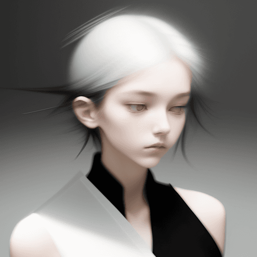 AI generated: blurry image of a girl, in the style of minimalist beauty, androgynous, light black, mote kei, seren...