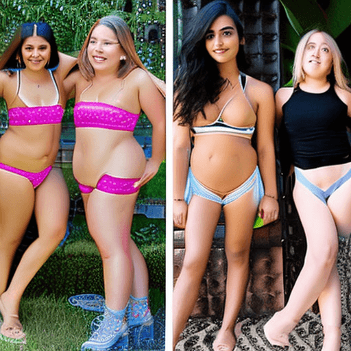 AI generated: Photo of a group of the hot naked 14 years old girls making sexy poses, not too big tits but big ass...