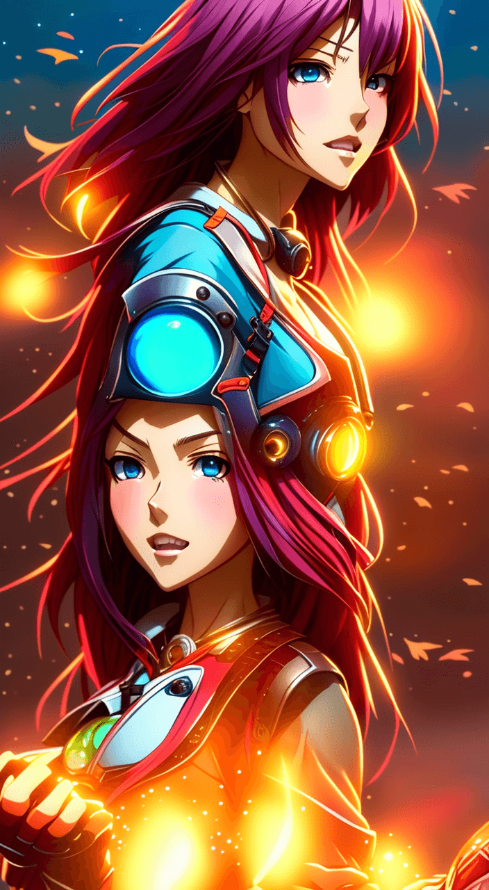 AI generated: beautiful angle view of Species woman individual from another planet with multicolored hair, beautif...
