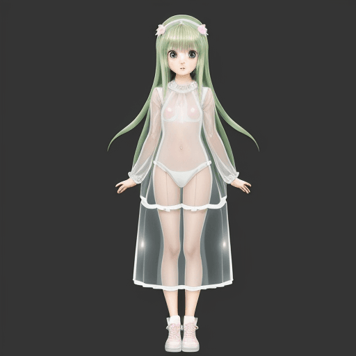 AI generated: Loli anime girl full body in very transparent see through clothes