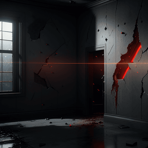 AI generated: wall with Bullet holes,black scratches،blood drops on wall, cinematic lighting, trending on artstati...