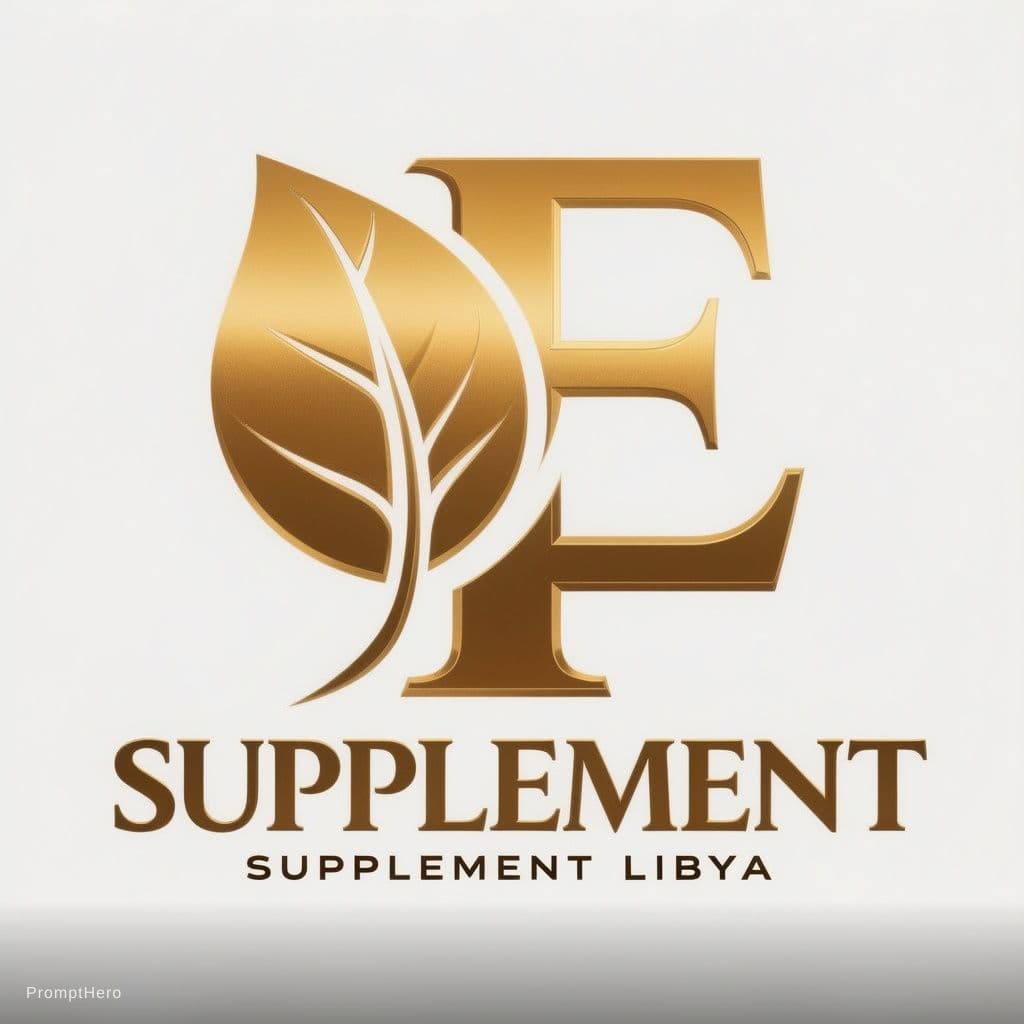 AI generated: Design a luxury supplement brand logo with a golden metallic gradient, featuring a stylized leaf ico...