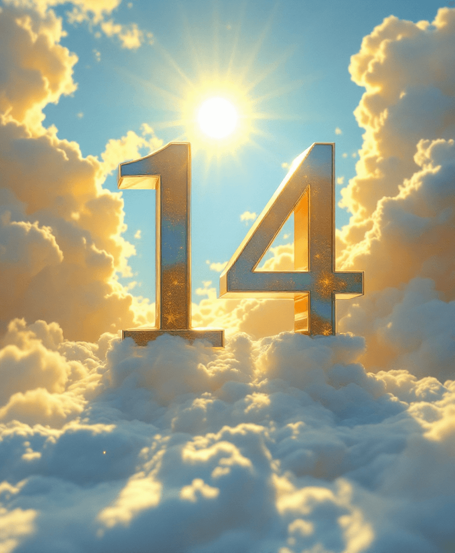 AI generated: The date in a beautiful font, against a sunny sky and sun 14 august 2025 --ar

