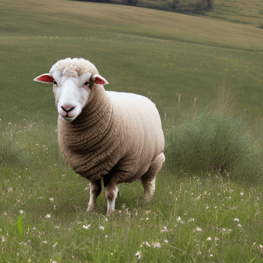 AI generated: High resolution photography sheep in the plenty, eating weeds