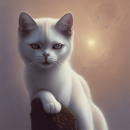 AI generated: white cat with black markings, fantasy, pastel, stars in sky, in the style of zdzislaw beksinski