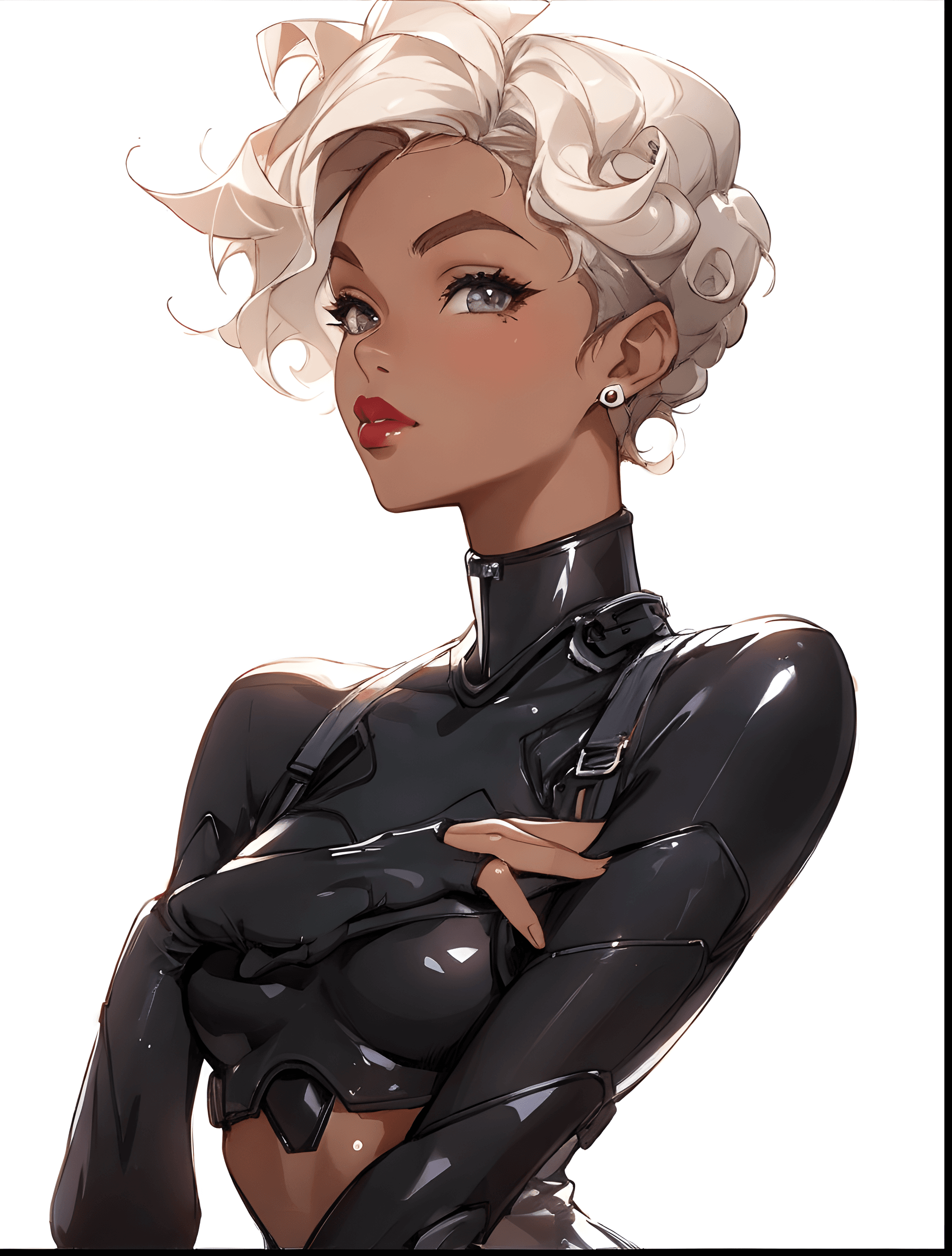 AI generated: a woman in a wetsuit posing for a picture, a character portrait, inspired by Ross Tran, afrofuturism...
