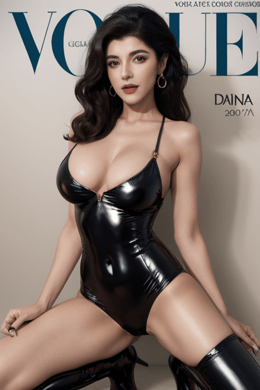 AI generated: sexy young deanna troi wearing very tight latex crazy outfit met gala photoshoot for vogue magazine ...