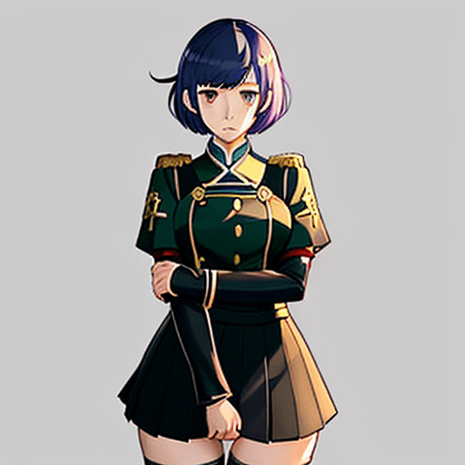 AI generated: Girl, asian, schoolgirl, Fire emblem Three Houses art style, one girl, thigh highs, refined anime ar...