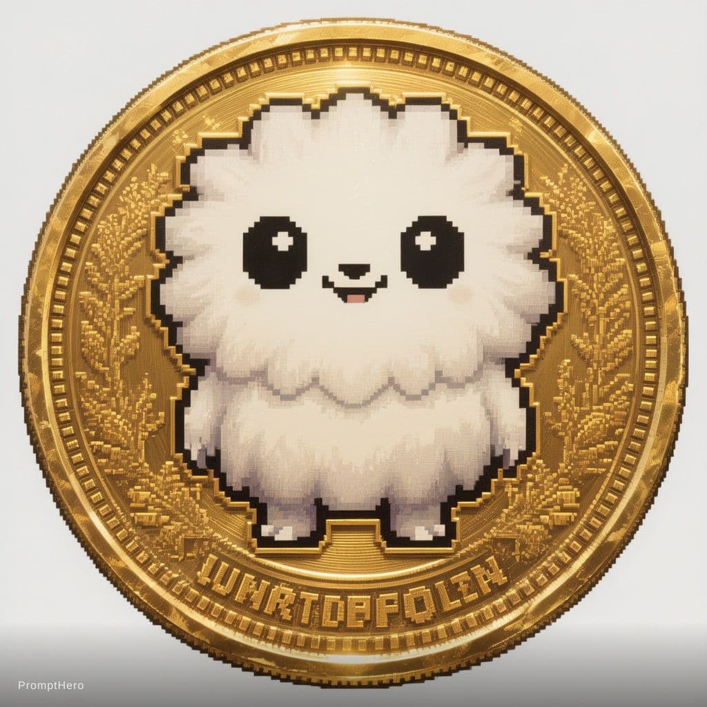 AI generated: A highly detailed golden coin in Undertale pixel-art style, perfectly round, shiny metallic gold wit...