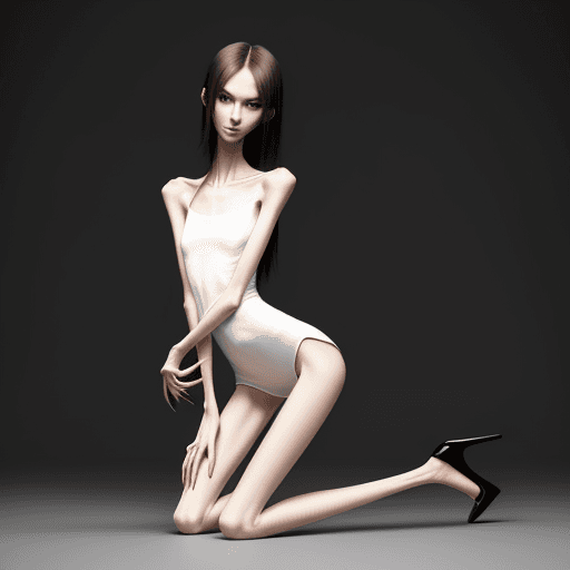 AI generated: very skinny slender girl, with long curved claws, skinny legs and long skinny calves in high heels a...