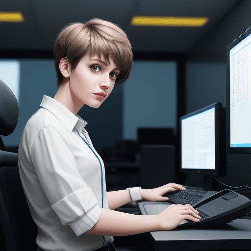 AI generated: it specialist with short hairs
