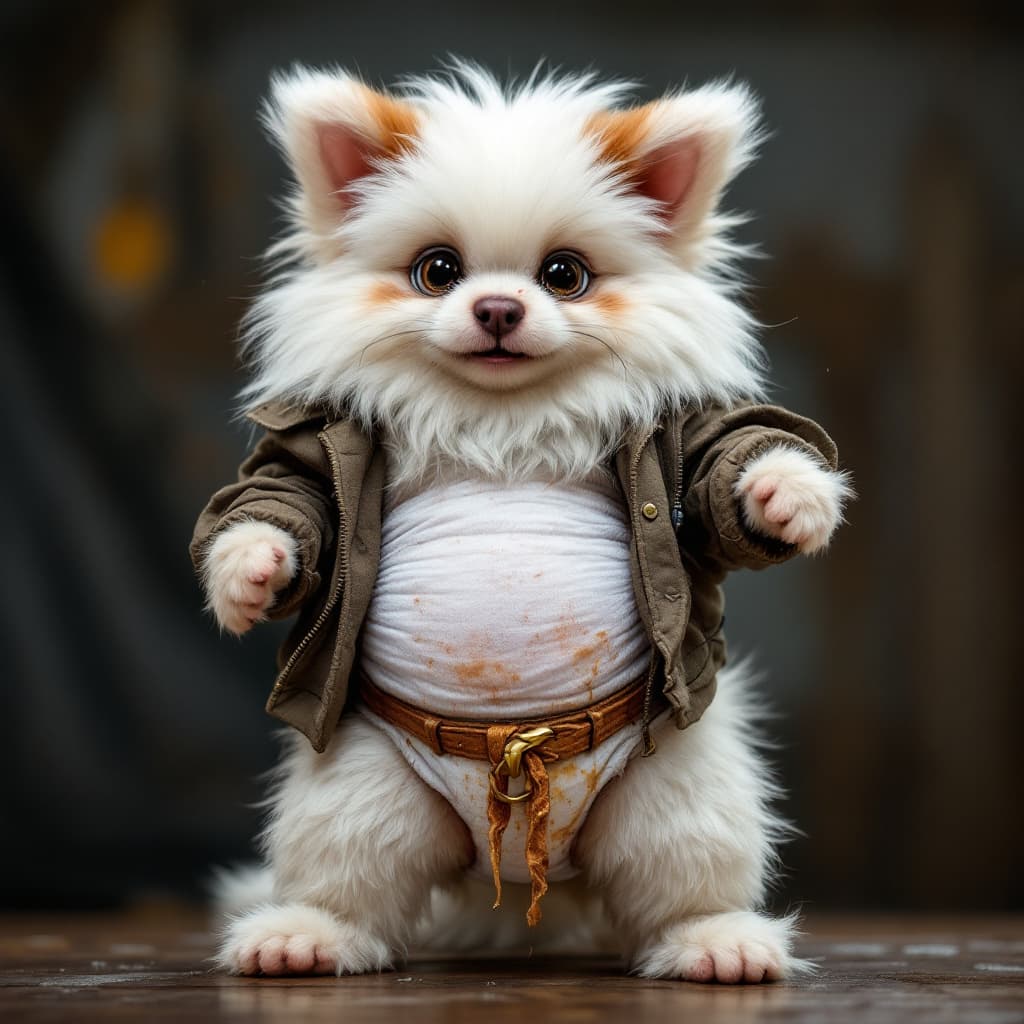 AI generated: A abdl furry with messy diaper and in a jacket 