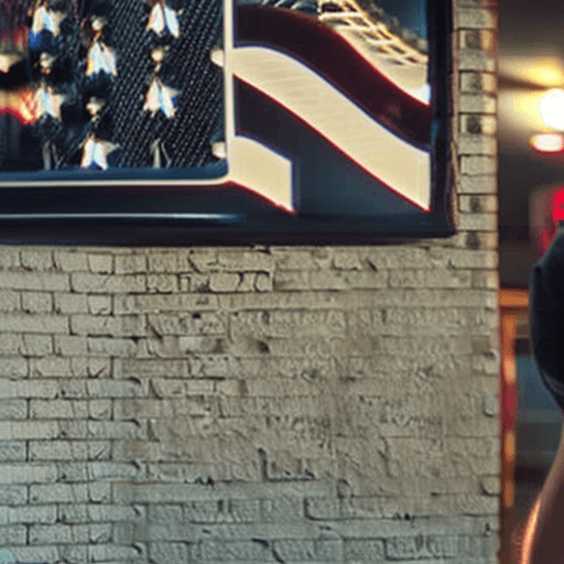 AI generated: panoramic long shot of a gorgeous shirtless fireman, dynamic pose, old classic American diner, short...