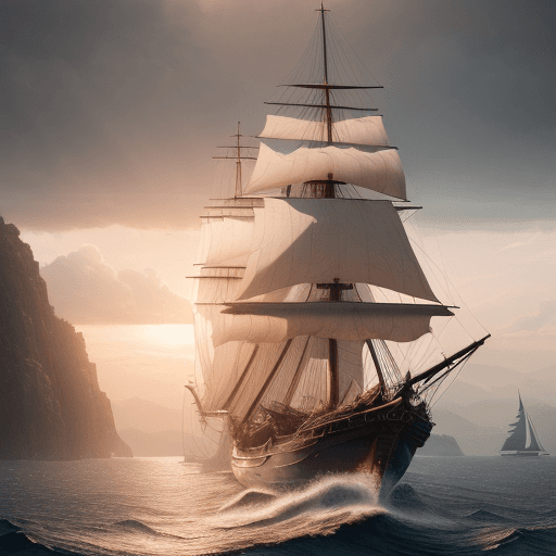 AI generated: Photo of a ultra realistic sailing ship, dramatic light, pale sunrise, cinematic lighting, battered,...