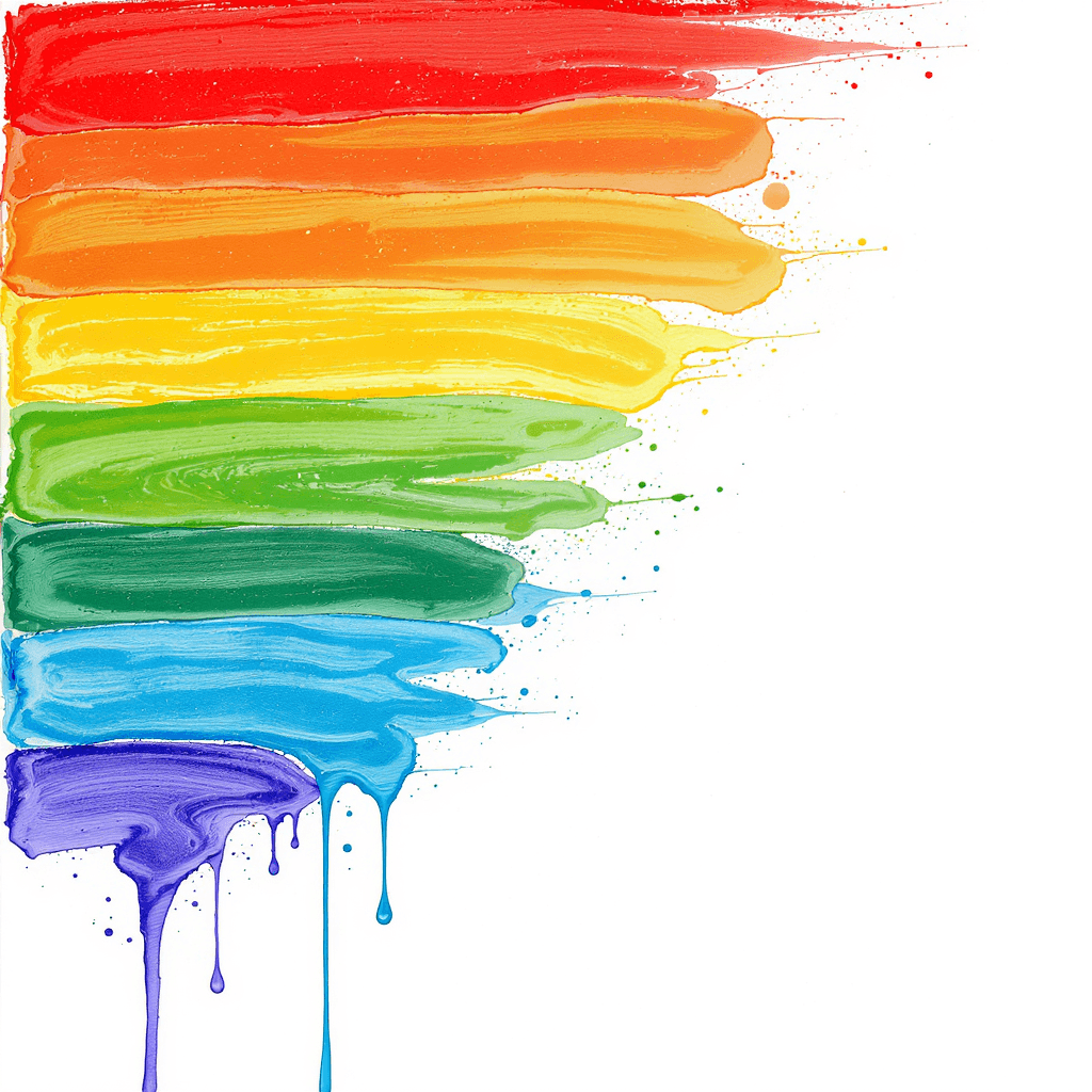 AI generated: Create an image of half rainbow, starting in the bottom left and going to top center. Medium is wet ...