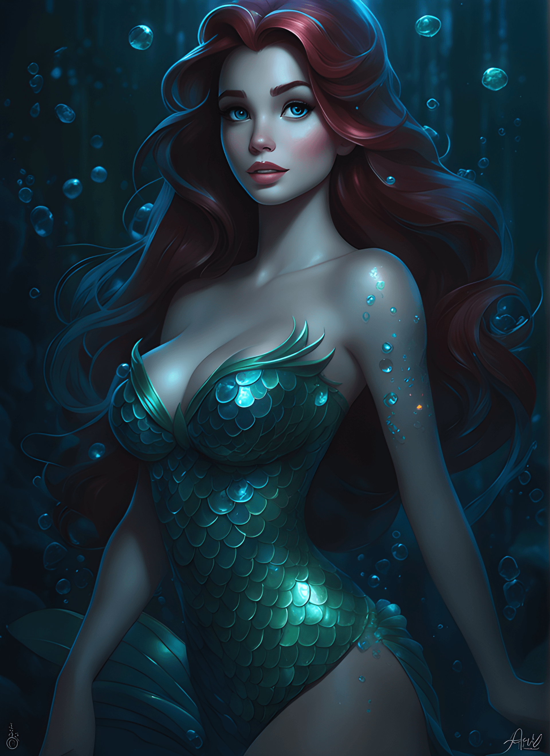AI generated: The Little mermaid Ariel Disney, gorgeous,perfect hands, full body, perfect face, , Antonio Manzaned...