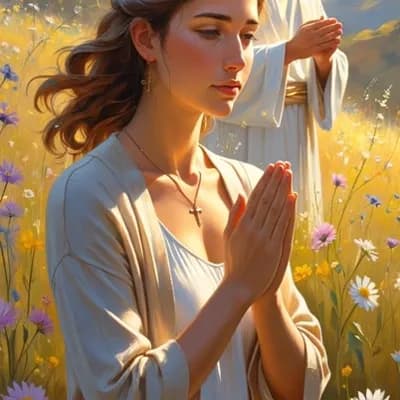 AI generated video: jesus christ blessing and walking with them 
