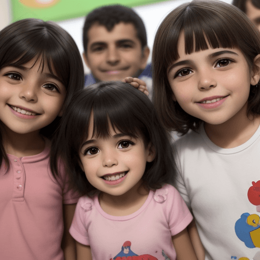 AI generated: Foto de niños animados sonrientes sentados en una asamblea, uno de ellos se encuentra levantando la ...