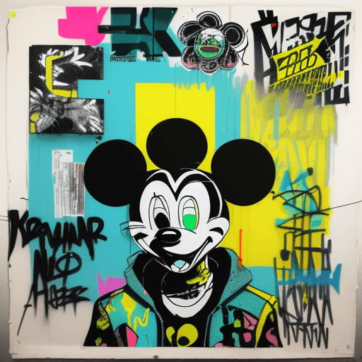 AI generated: A mid-century modern collage, made of random graffit marker tags, fonts shaped from fashion and scie...
