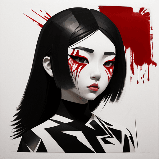 AI generated: aesthetic, 2 tone, black and white, simplified shapes, figurative, style mix of acrylic painting, wa...