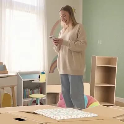 AI generated video: 
   "scene and action": "A kangaroo stands in a completely empty kids bedroom in the morning light. ...
