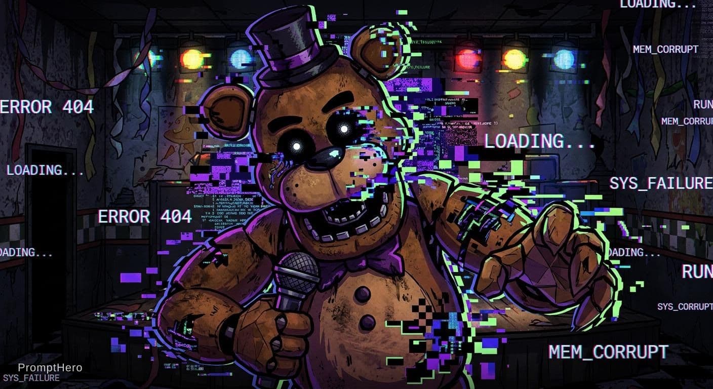 AI generated: pibby glitch freddy fazbear
