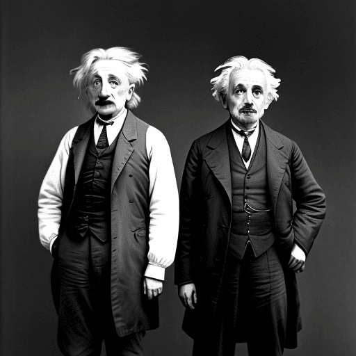 AI generated: Albert Einstein, Nicola Tesla epic picture