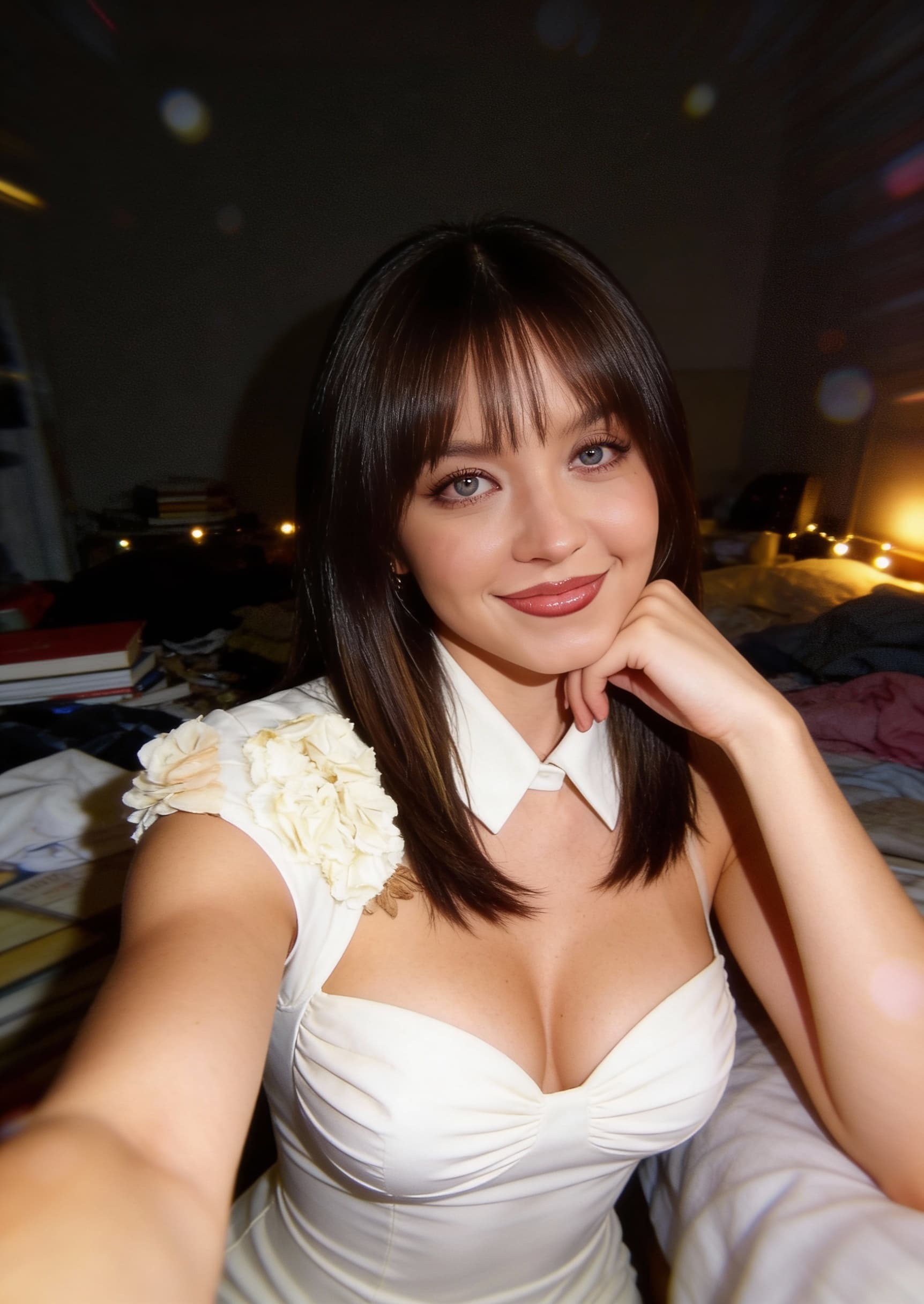 AI generated: Take the face from the input picture. An extremely mediocre iPhone front camera selfie, with no clea...