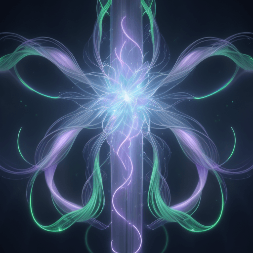AI generated: A towering figure of shimmering energy, with luminous tendrils extending outward and pulsating with ...