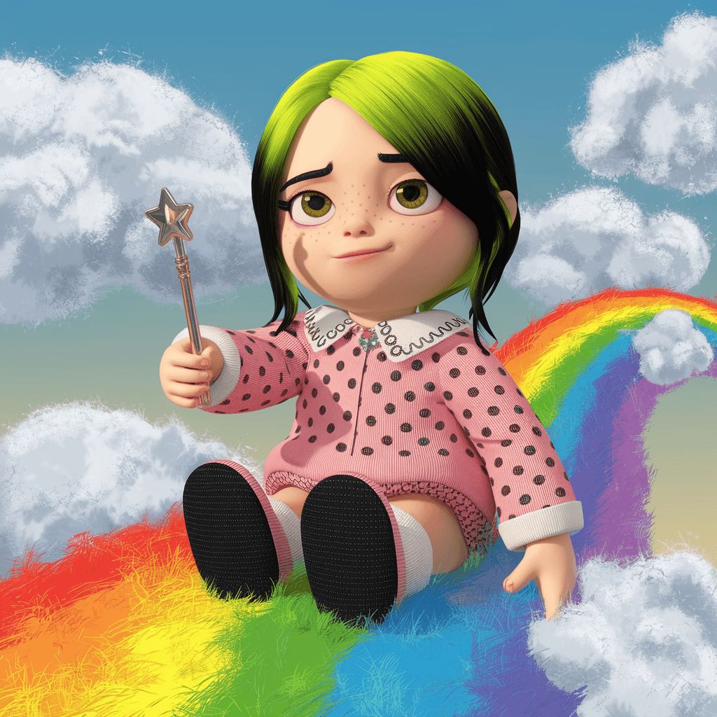 AI generated: billie eilish 3d image, cute girl, in the style of Pixar --ar 1:2 --stylize 750