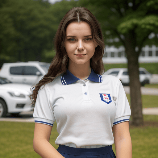AI generated: A Slovak young woman stands casually with her weight on her right leg and her left hand resting on h...