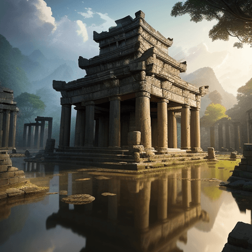 AI generated: (masterpiece), (anime style), award winning, centered, Instagram able, ancient temple ruin civilizat...