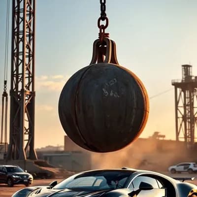 AI generated video: the hanging object is fell on car quickly and car is still position
