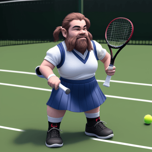AI generated: dwarf playing tennis hyperealistic