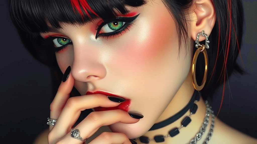 AI generated: masterpiece, realistic image of goth cyberpunk girl, hyper realistic, straight-cut bob, bangs, black...