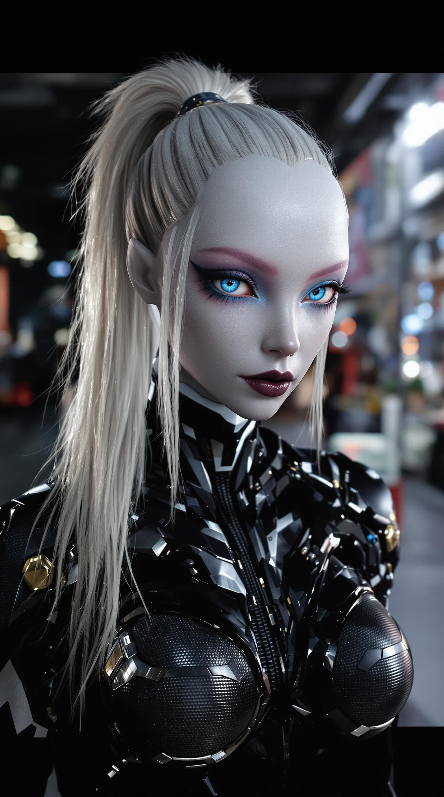 AI generated: a professional photo of a exceptionally of the most beautiful grey skinned alien girl (age 18) in th...