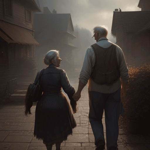 AI generated: Old couple, love, scene, dynamic lights, photorealism, high detailed, Greg Rutkowski, epic,