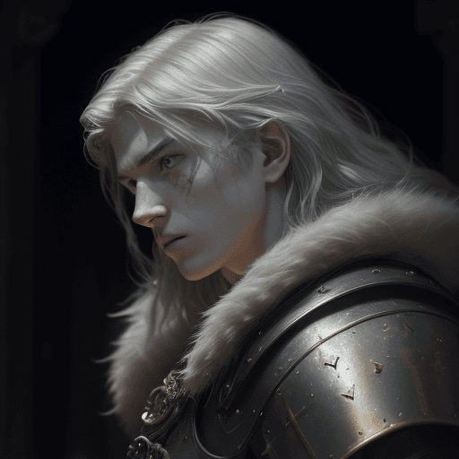 AI generated: Ultra high resolution photography of a medieval, heroic, young adult, king, dramatic light, pale sun...