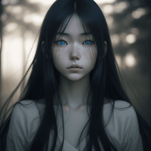 AI generated: full  photo of a beautiful Japanese girl, adorable face, red long layered hair, no makeup, realistic...